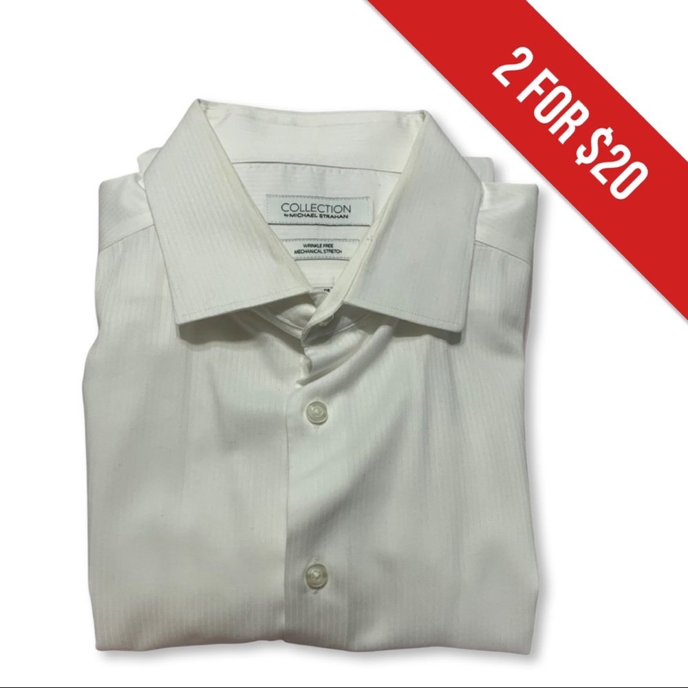 Collection By Michael Strahan White Long Sleeve Dress Shirt -18 Neck 34-35